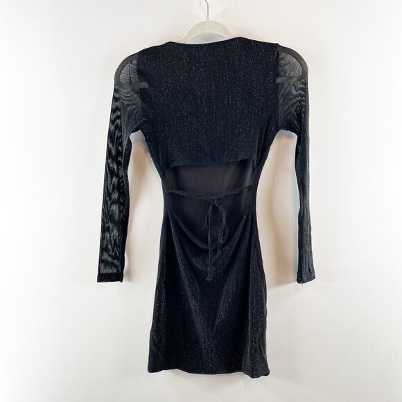 Hello Molly Bring Me To The Sky Long Sleeve Bodycon Mini Dress Metallic Black 2 - Picture 9 of 9